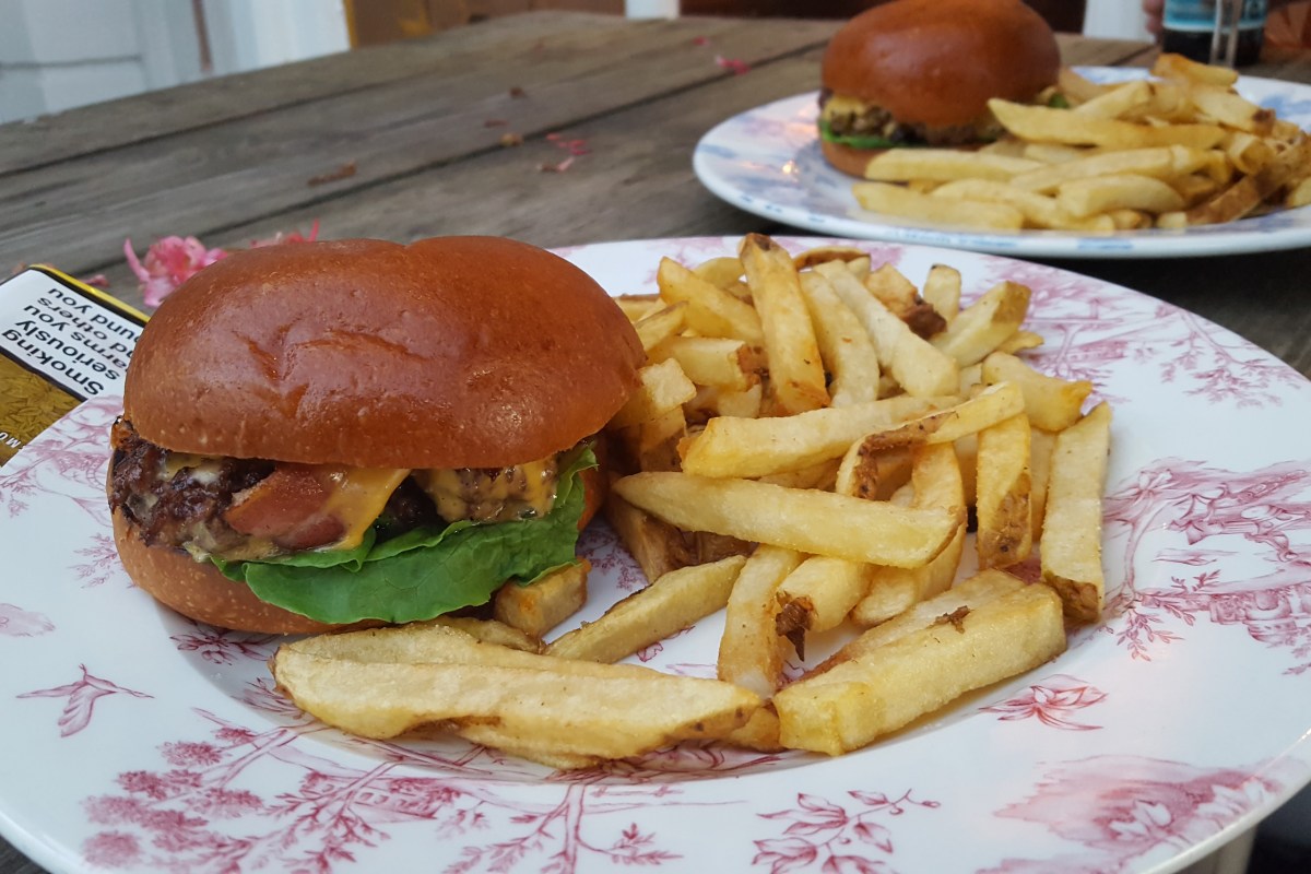White Ferry House cheese burger and fries